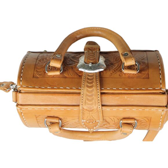 Satchel Saddle Style Hand Tooled Boho Western Cowgirl Chic Leather Purse Bag - Picture 7 of 16